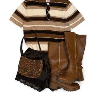 Boho indie festival striped vintage Vtg striped short sleeve top